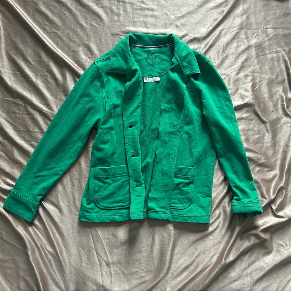 Solid Green Button Coat - image 2